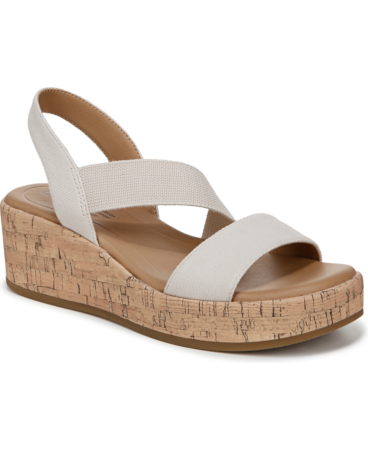 Shop Lifestride Women's Odette Square Open Toe Wedge Sandals In Bone White Fabric