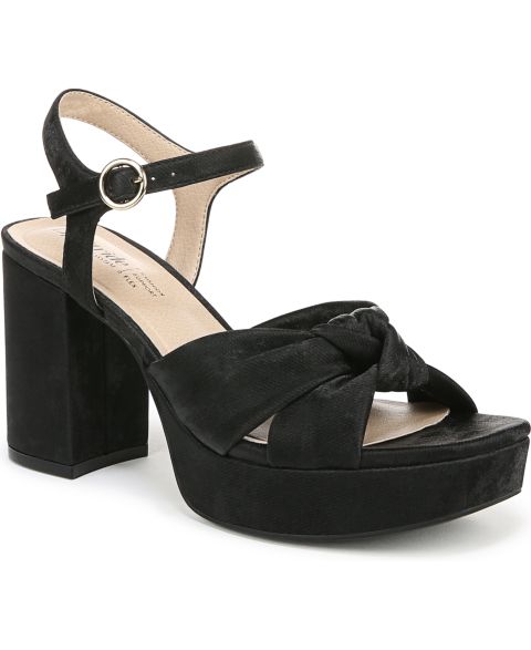 Женские сандалии LifeStride August Square Open Toe Platform, цвет: Чёрная искусственная кожа