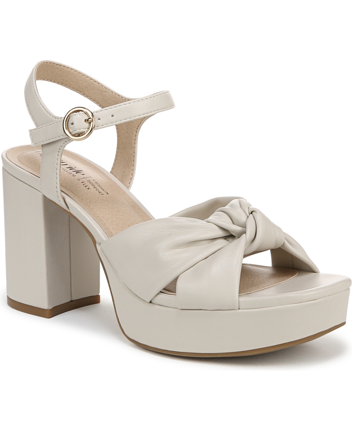 Shop Lifestride Women's August Square Open Toe Platform Sandals In Bone Faux Leather