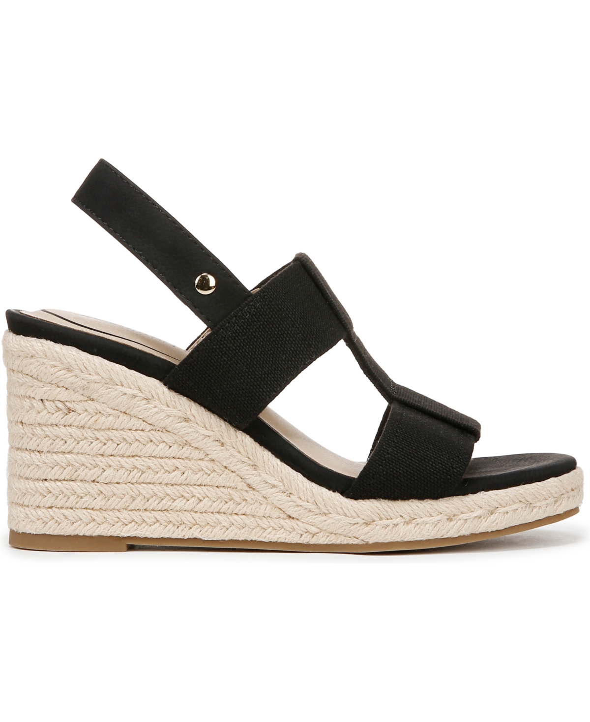 Bzees Women's Tallulah Espadrille Wedge Sandals In Black Fabric,faux Leather