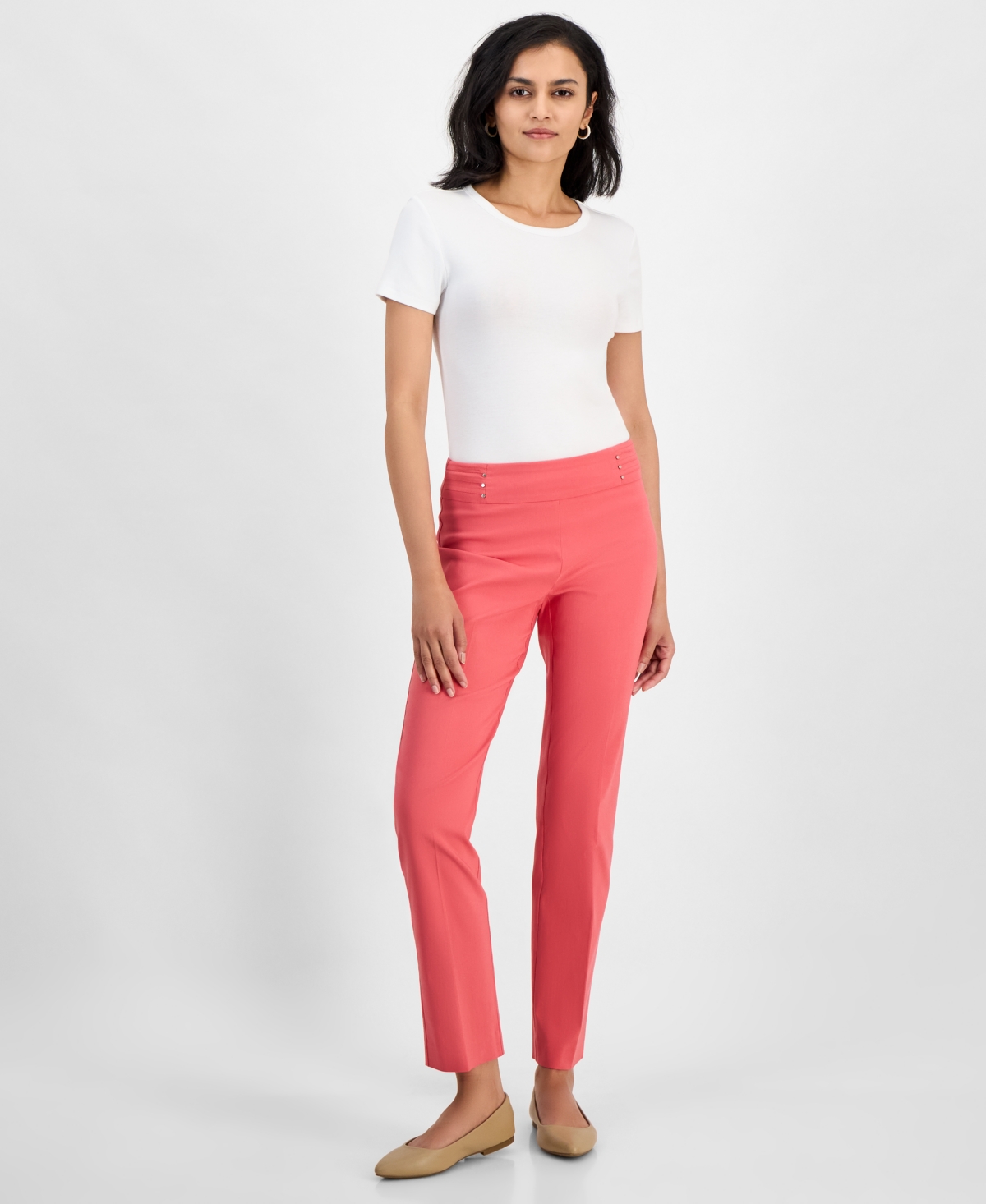 JM COLLECTION WOMEN'S STUDDED-RIVET PANTS, REGULAR & SHORT LENGTHS, CREATED FOR MACY'S 