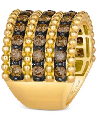 Chocolatier&reg; Chocolate Diamond&reg; Multi Row Band Ring in 14k Honey Gold