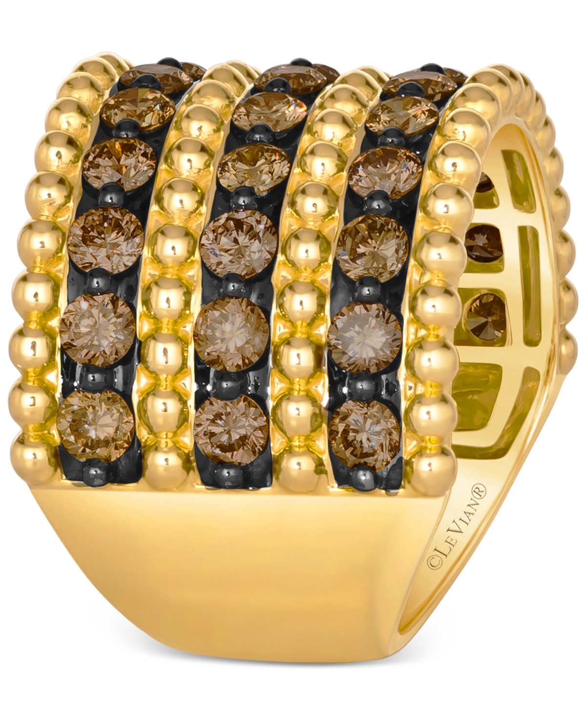 Le Vian Chocolatier Chocolate Diamond Multi Row Band Ring In 14k Honey Gold In Yellow Gold