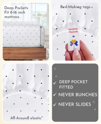 Printed 400 Thread Count Cotton 4 Piece Sheet Set, Queen