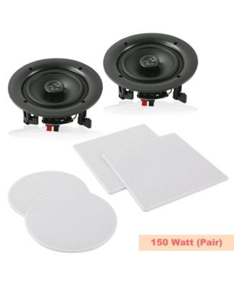 5.25" In-Wall / In-Ceiling 2-Way Speakers - 150W Max Power Output, Includes Round & Square Grills