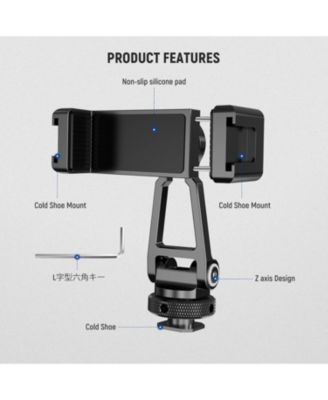 Metal Phone Tripod Mount with Cold Shoe Mounts, Freely Adjustable Joints Universal Phone Holder Compatible with iPhone 15 Pro Max Samsung Galaxy Google Pixel Canon Nikon Sony Camera Cage, PA001