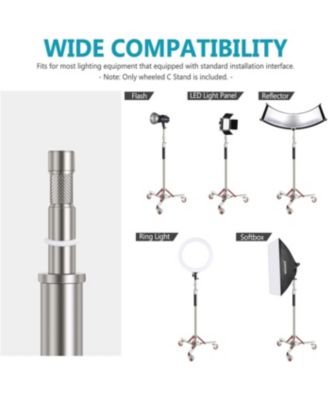 Heavy Duty Light Stand with Casters, Adjustable Tripod Stand with 100% Stainless Steel, Photography Wheeled Base Stand for Studio Softbox, Monolight, Reflector, Max Height: 10ft/305cm