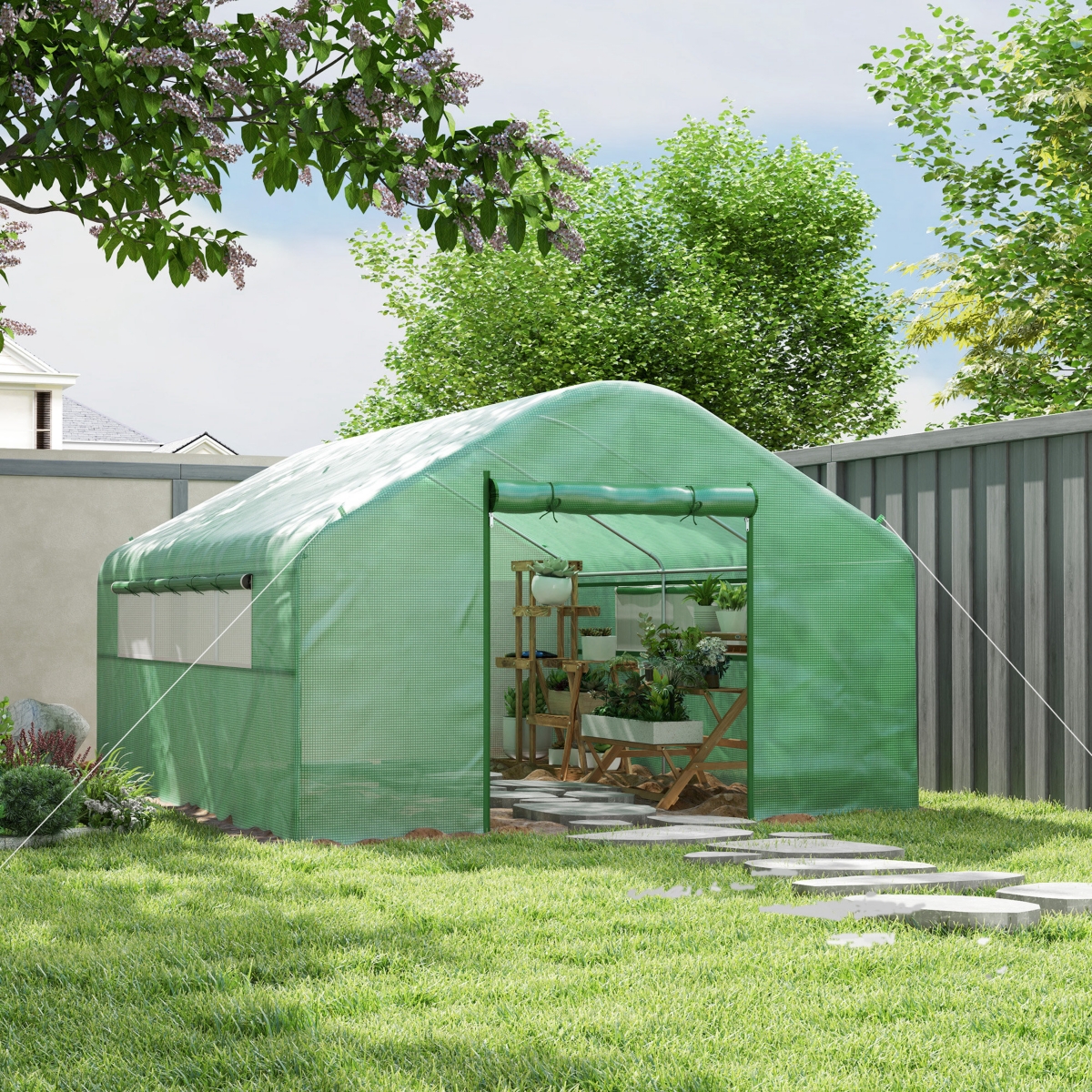 Outsunny 13' x 10' Hoop House with Large Windows Tunnel house,