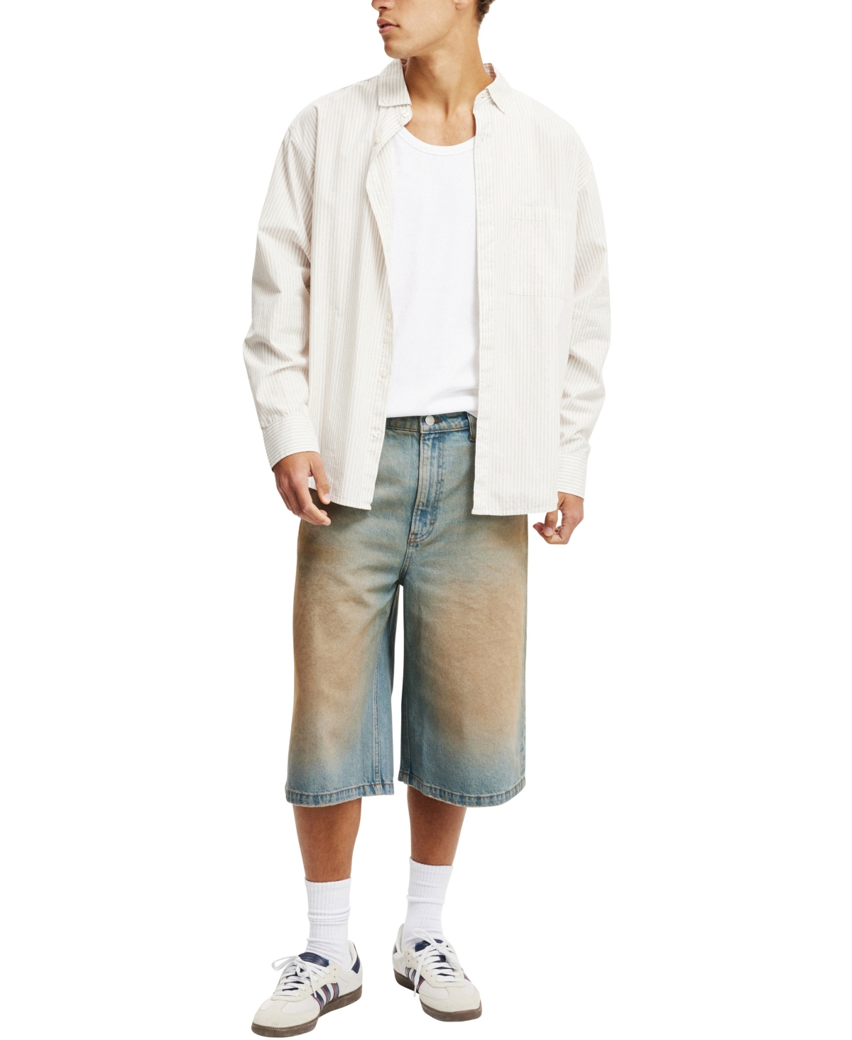 Shop Cotton On Men's Super Baggy Jort Shorts In Earl Blue