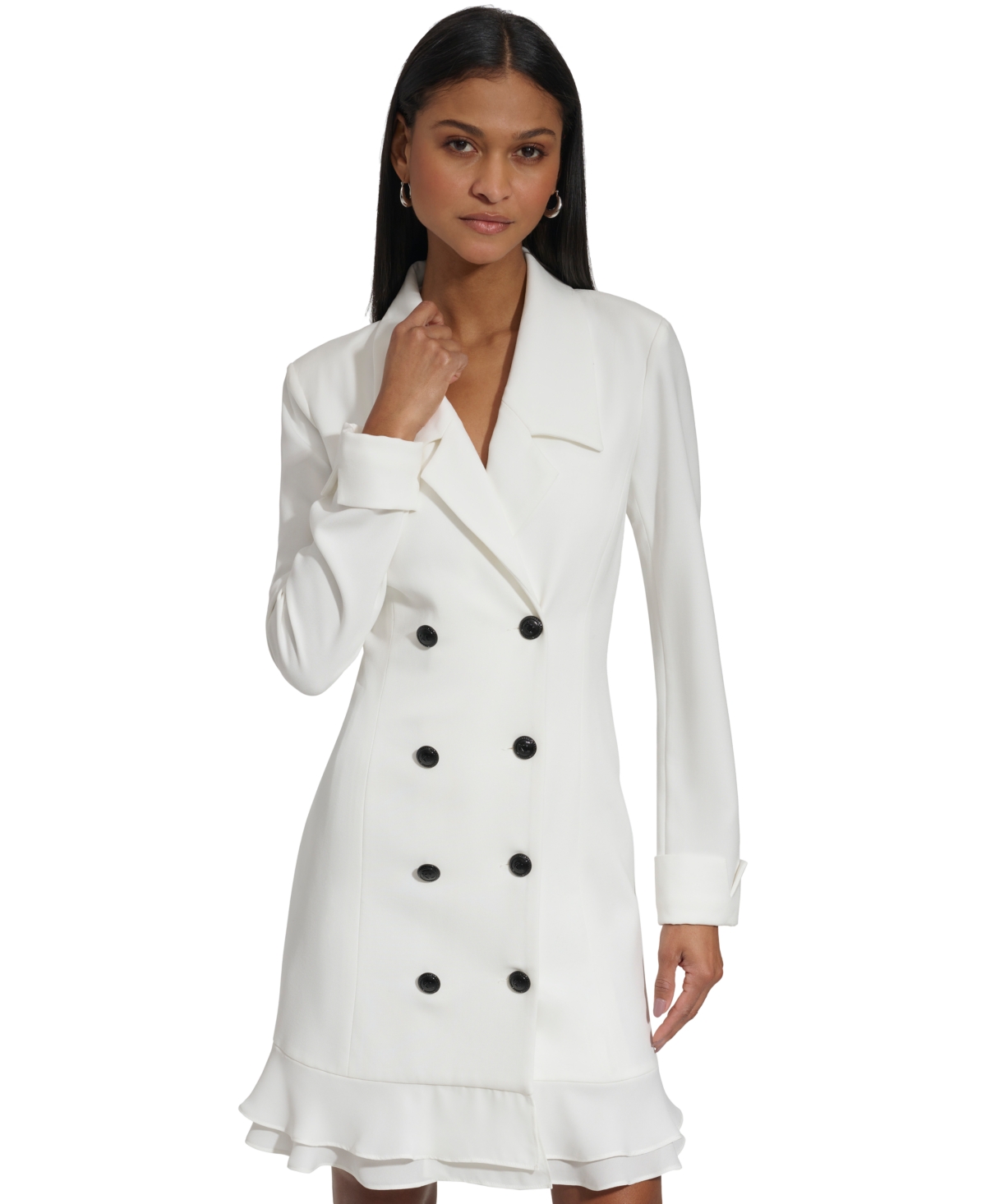 Karl Lagerfeld Women's Chiffon-hem Blazer Dress In White