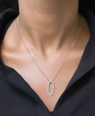 Diamond Open Oval 18" Pendant Necklace (1/2 ct. t.w.) in 14k White or Yellow Gold, Created for Macy's