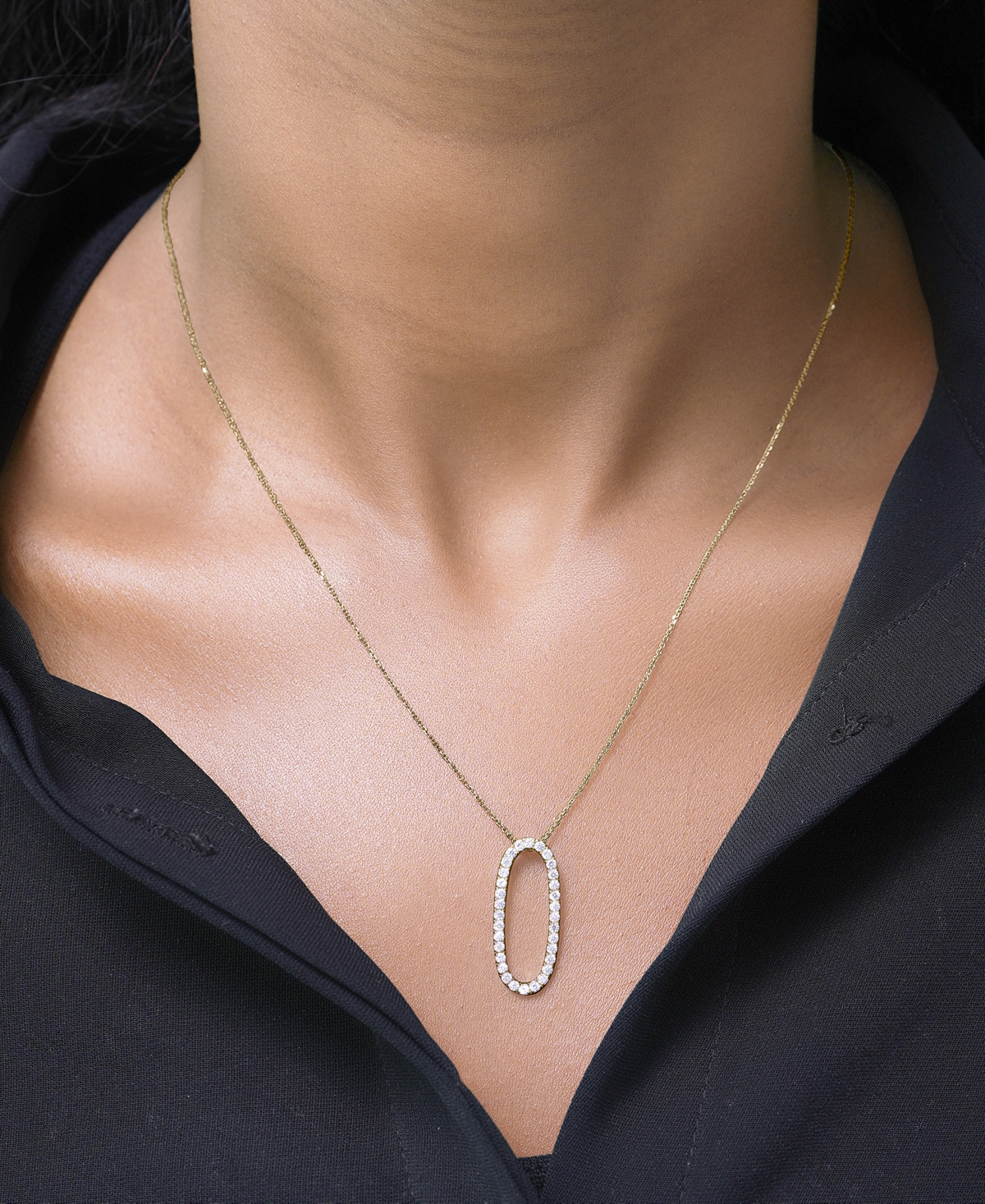 Wrapped In Love Diamond Open Oval 18" Pendant Necklace (1/2 Ct. T.w.) In 14k White Or Yellow Gold, Created For Macy' In Yellow Gold