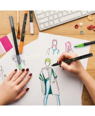 36 Colored Dual Tip Brush Pens - Fine & Brush Tip Dual Brush Markers