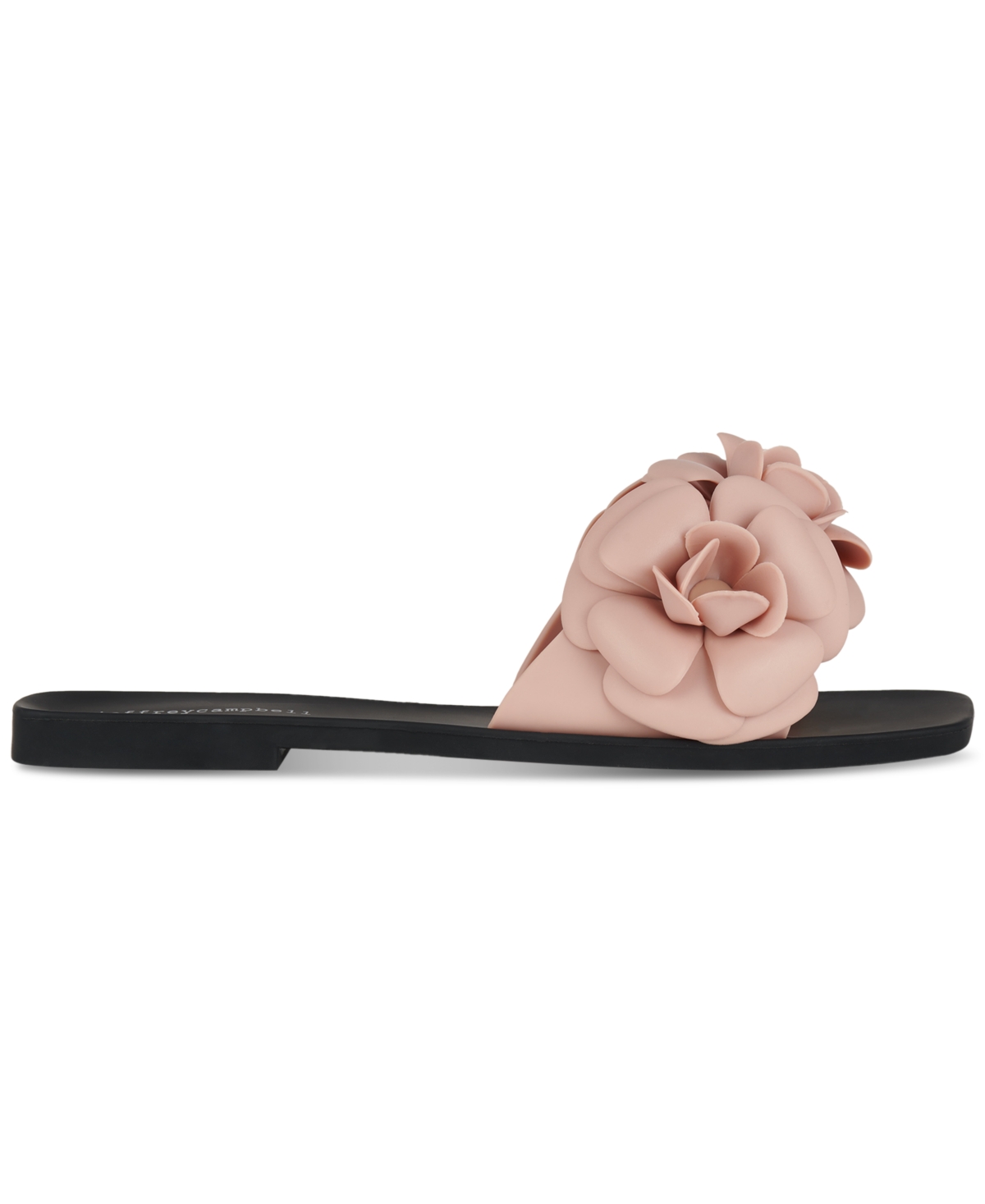 Jeffrey Campbell Floralee Floral Jelly Slide Sandals In Beige Matte,black Matte