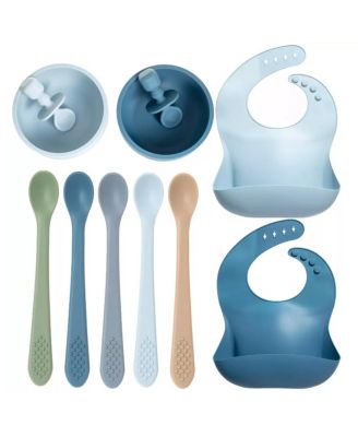 Toddler Feeding Set, Silicone Bib, Bowl & Spoons for Self-Feeding First Stage Essentials – Gum Friendly, BPA-Free, Easy to Clean & Safe for Babies, Pink