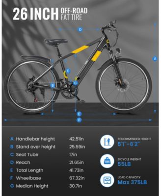 550W Electric Bike 26" Electric Mountain Bike for Adults, 48V Built-in Hidden Removable Battery, Up to 50 Miles with Shimano 21 Speed City Commuter Bike for Man Woman