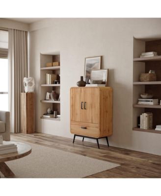 2-Door 1-Drawer with Soft Close Buffet Cabinet with Black Metal Legs