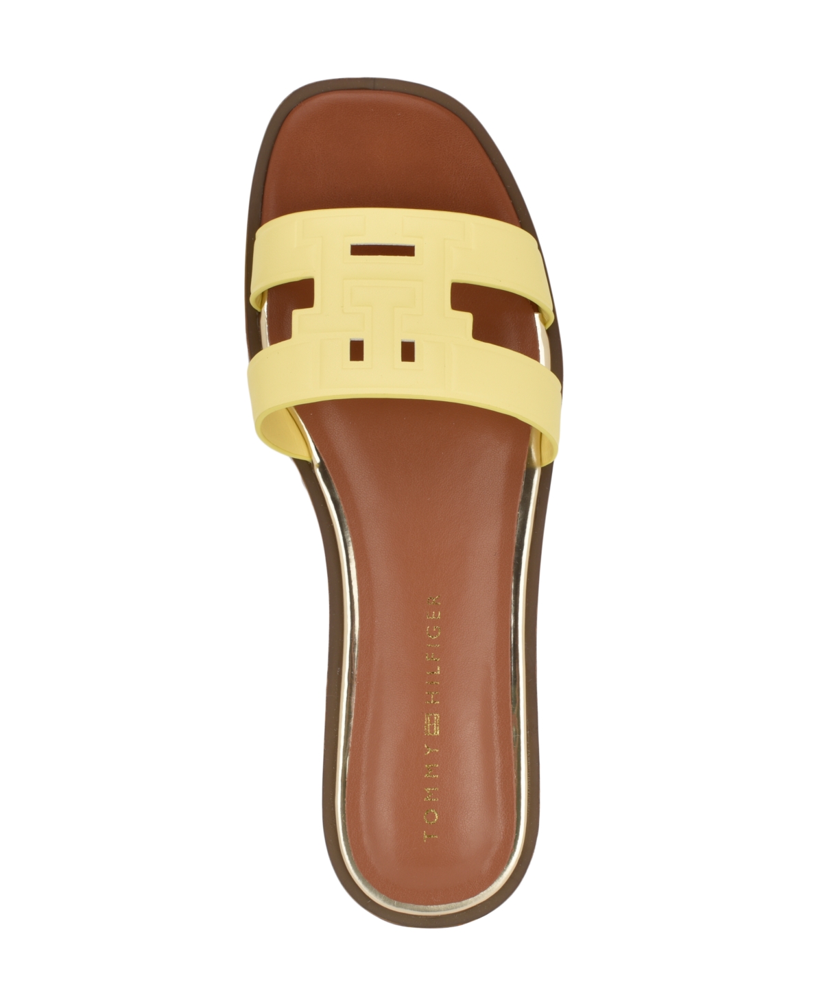 Tommy Hilfiger Women's Terenz Logo Strap Flat Slide Sandals In Yellow