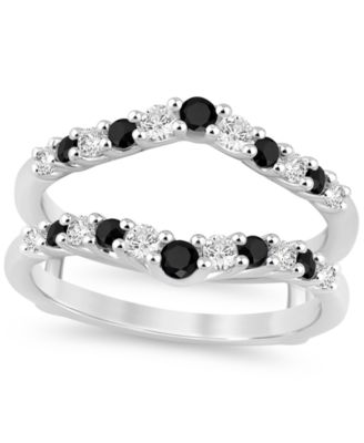 Macy's - Black Diamond & White Diamond Ring Guard Enhancer (1-1/10 ct. t.w.) in 14k White Gold