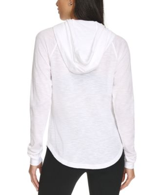 Ruched-Sleeve Zip Hoodie