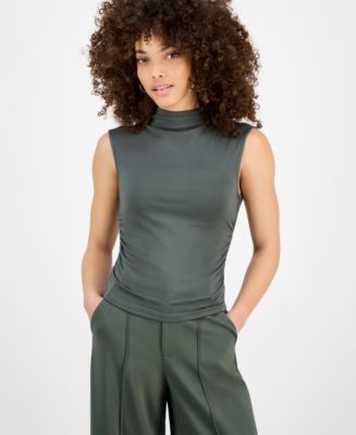 売れ筋商品|||バースリー カットソー トップス レディース Petite Side-Ruched Mock-Neck Sleeveless Top, Created for Macy's Palmetto Bar III Petite Side-Ruched Mock-Neck Sleeveless Top, Created