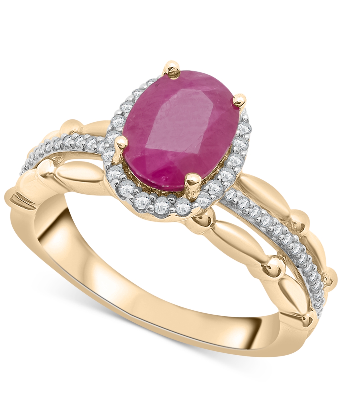 Macy's Ruby (1-7/8 Ct. T.w.) & Diamond (1/5 Ct. T.w.) Oval Halo Ring In 14k Gold In Ruby