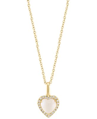 EFFY&reg; Rose Quartz (1-5/8 ct. t.w.) & Diamond (1/10 ct. t.w.) Heart Halo 18" Pendant in 14k Gold