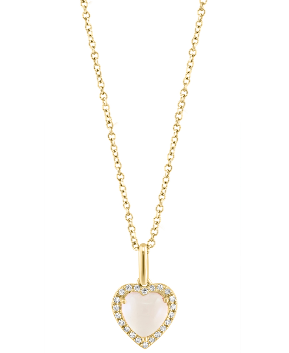Effy Collection Effy Rose Quartz (1-5/8 Ct. T.w.) & Diamond (1/10 Ct. T.w.) Heart Halo 18" Pendant In 14k Gold In Rose Gold