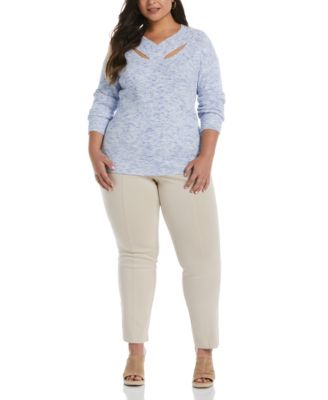 Plus Size Cutout Neck Sweater