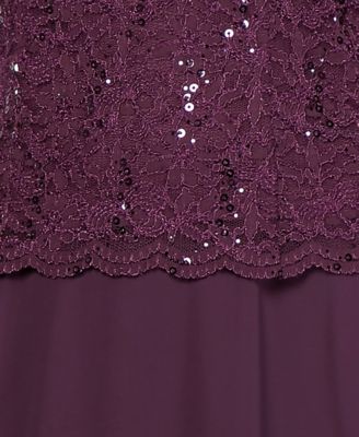 Sequined Lace Contrast Midi Dress