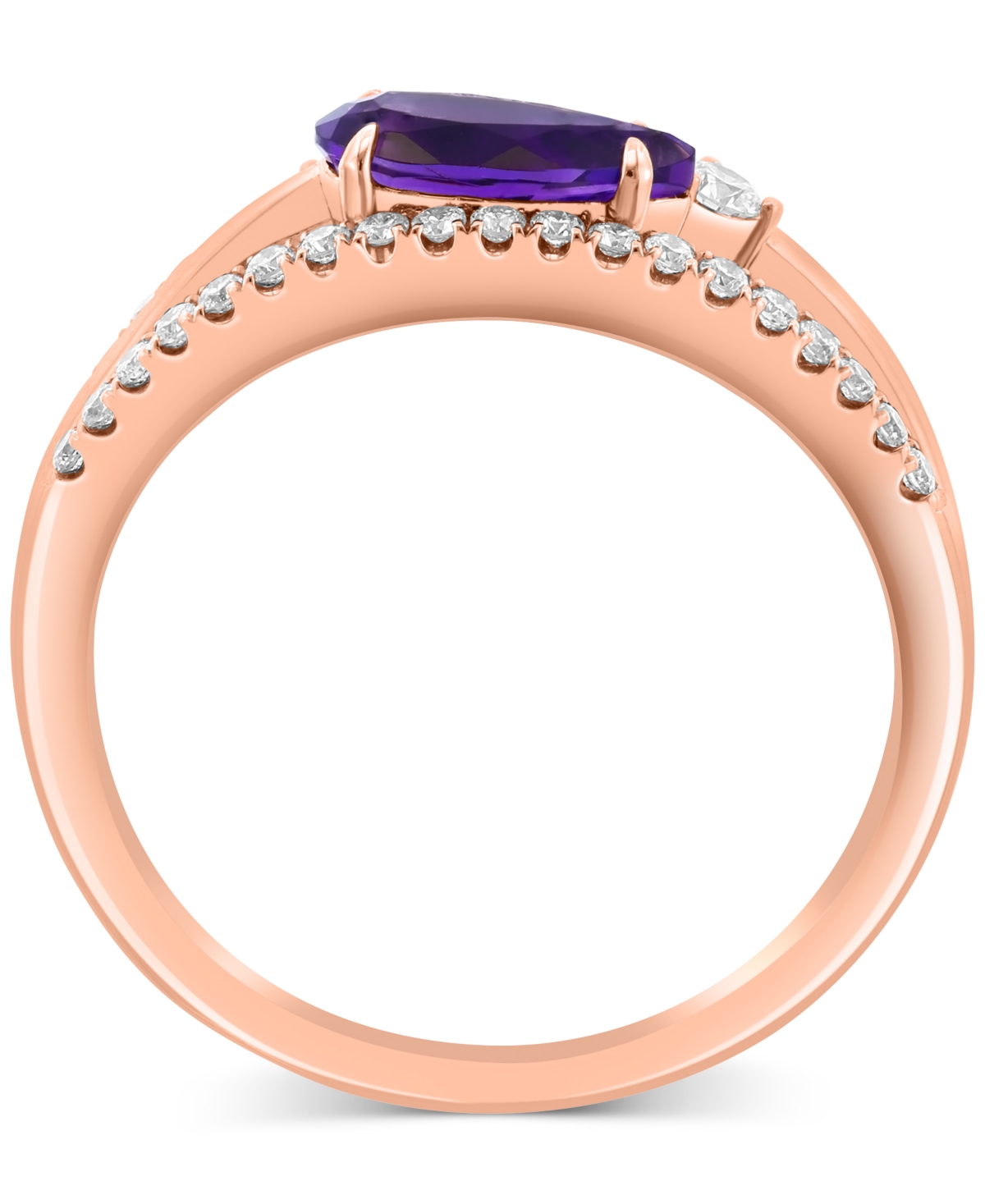 Effy Collection Diamond (1/4 Ct. T.w.) & Amethyst (1/2 Ct. T.w.) Multi Row Ring In 14k Rose Gold In Rose Gold