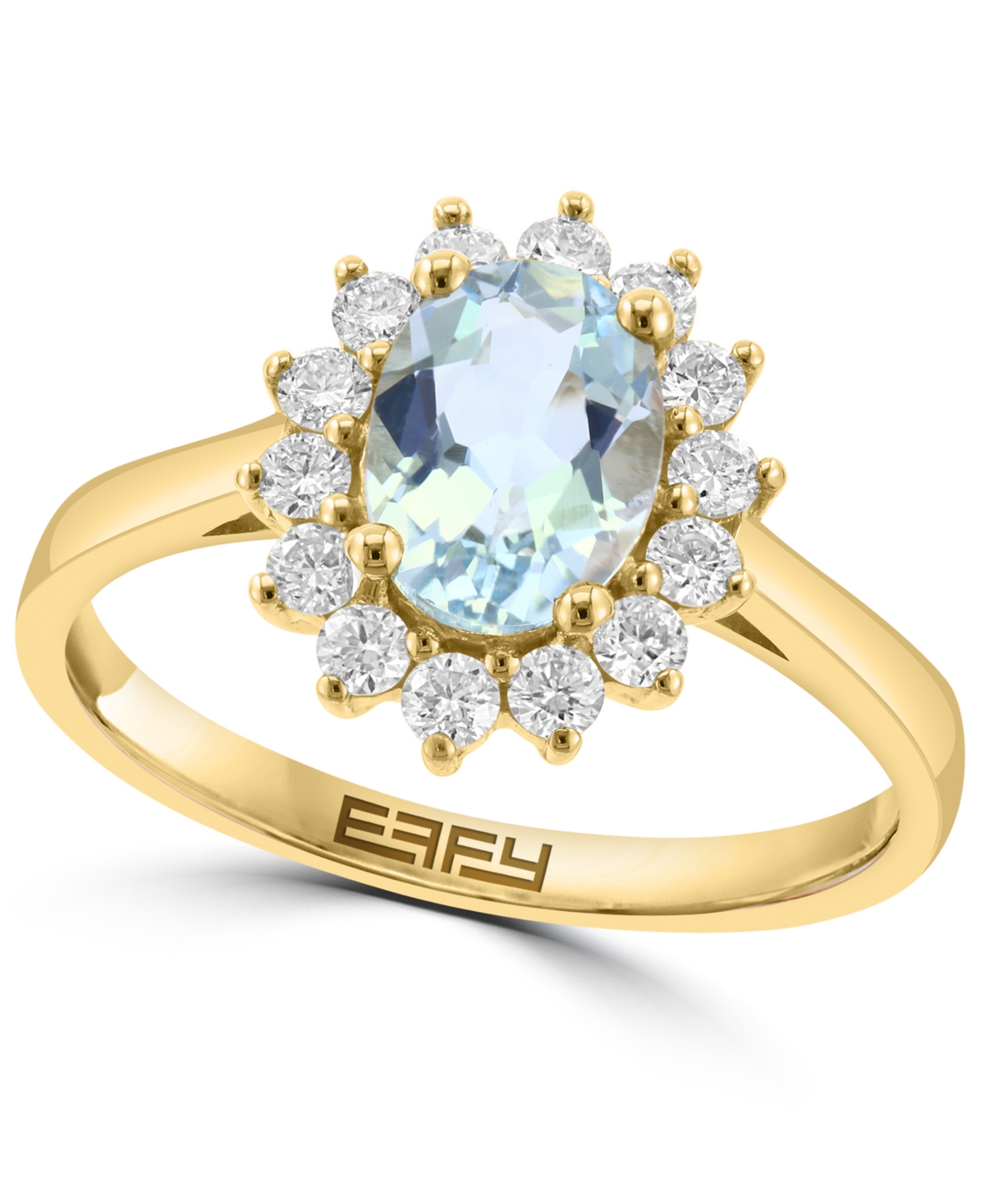 Effy Collection Diamond (3/8 Ct. T.w.) & Aquamarine (1 Ct. T.w.) Ring In 14k Gold In Gold