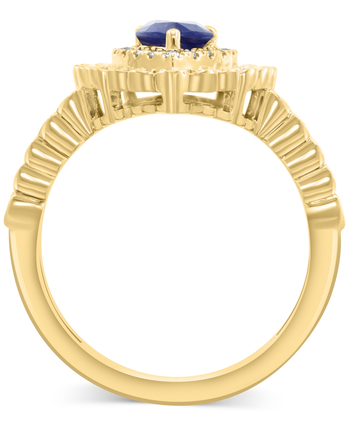 Effy Collection Diamond (1/4 Ct. T.w.) & Sapphire (5/8 Ct. T.w.) Pear Shaped Ring In 14k Two Tone Gold In Gold