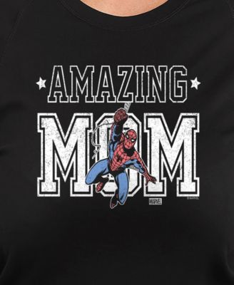 Plus Size Marvel Spider-Man Amazing Mom Graphic Pullover T-Shirt