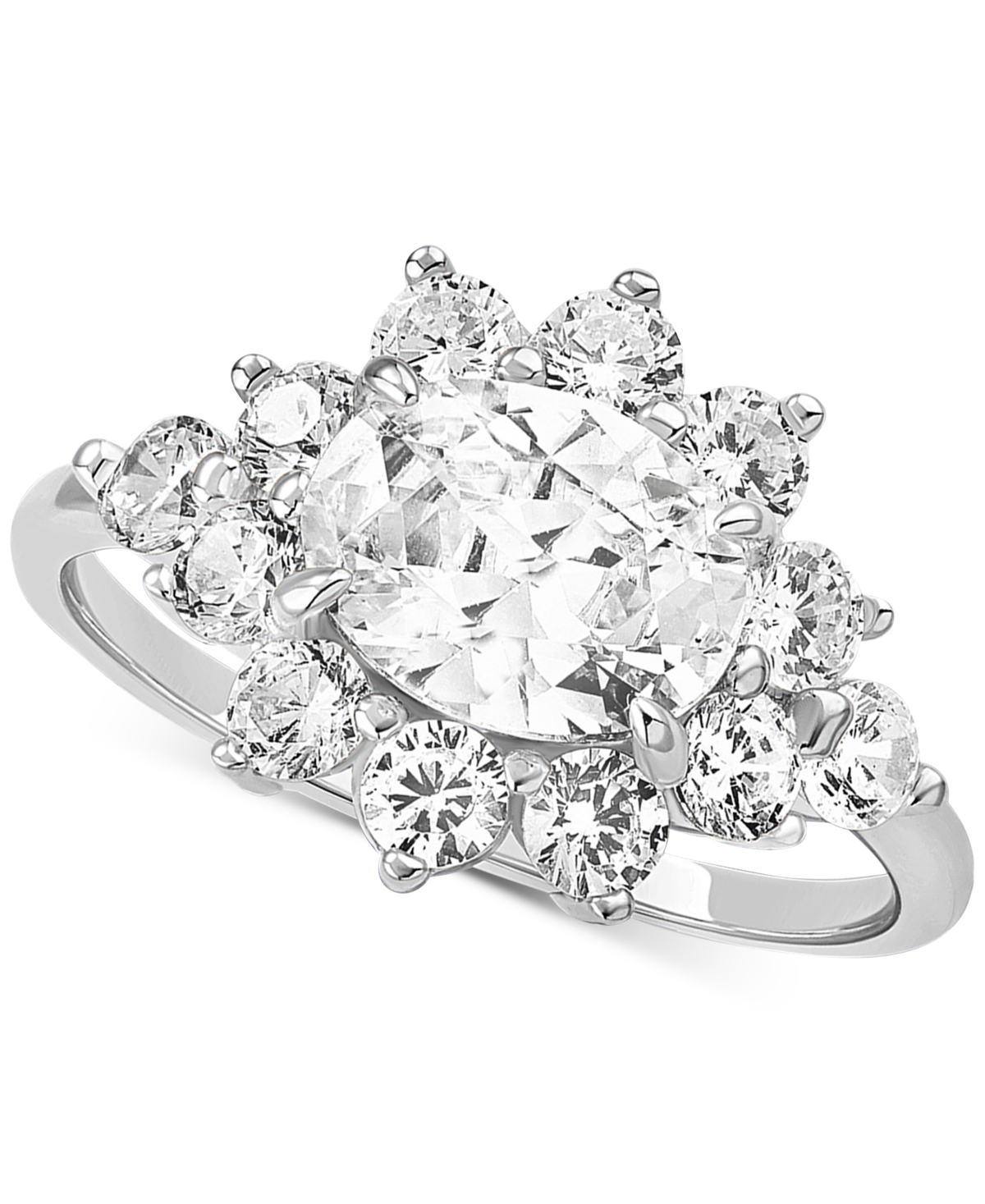 GIANI BERNINI CUBIC ZIRCONIA OVAL CLUSTER RING IN STERLING SILVER, CREATED FOR MACY'S 