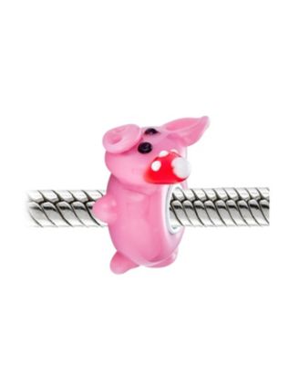 Christmas Charm Bead Santa Hat Pink Pig Sterling Silver for Bracelet