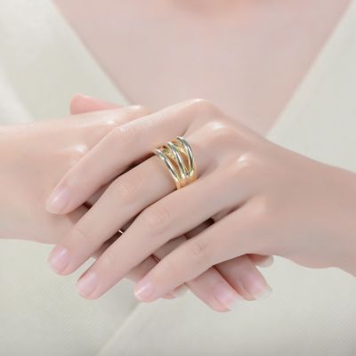 Elegant 14K Gold Plated Intertwined Modern Ring