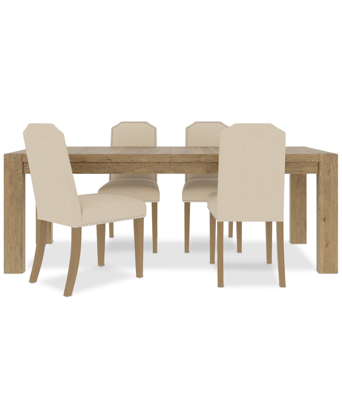 Macy's 5pc Dining Set (davie Rectangular Table & 4 Hinsen Chairs) In Ivory
