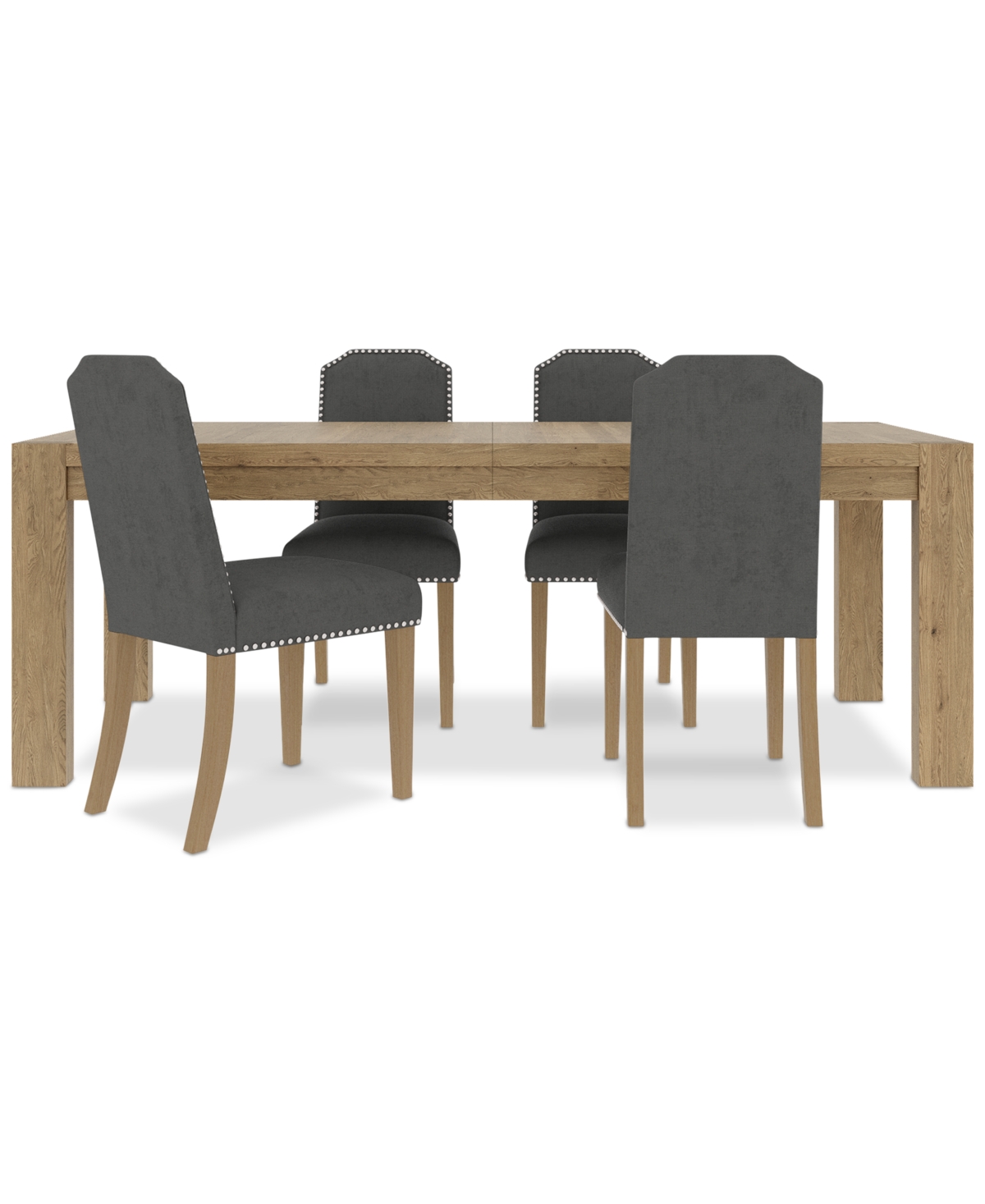 Macy's 5pc Dining Set (davie Rectangular Table & 4 Hinsen Chairs) In Slate