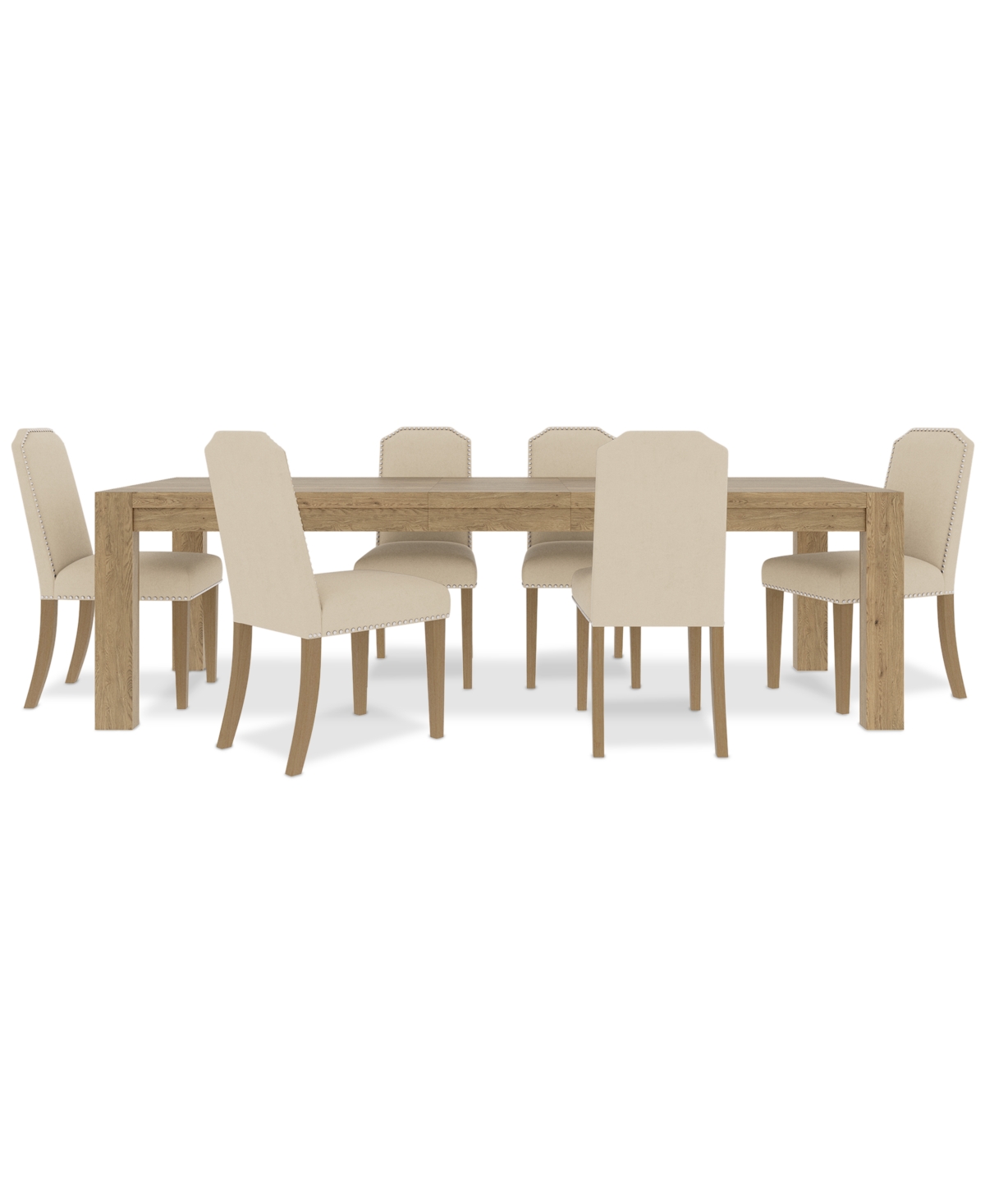 Macy's 7pc Dining Set (davie Rectangular Table & 6 Hinsen Chairs) In Ivory