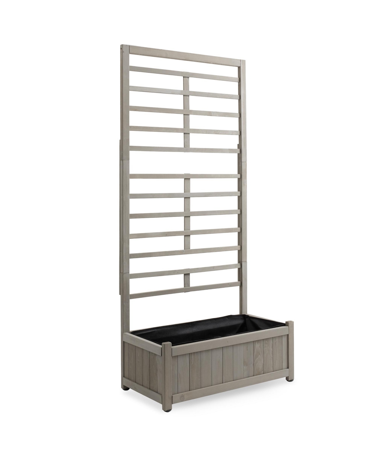 Wooden Climbing Planter Box - Raised Garden Bed with Trellis Plant Stand for Outdoor - Gray