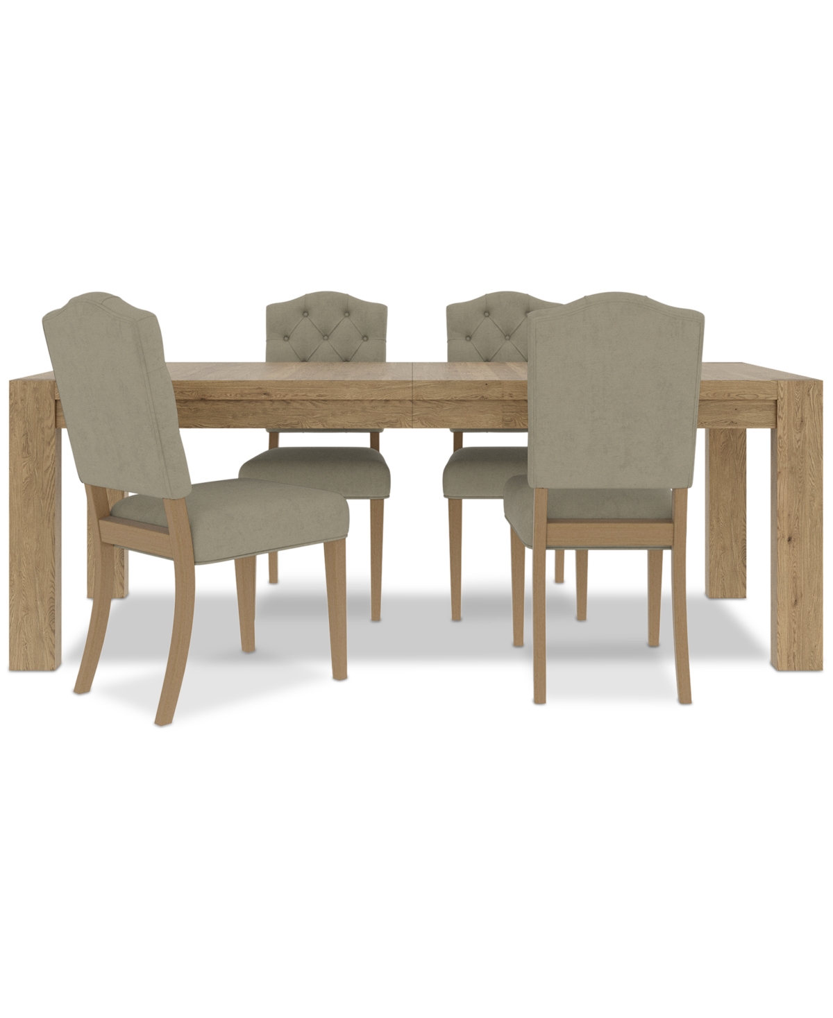 Macy's 5pc Dining Set (davie Rectangular Table & 4 Jesilyn Chairs) In Sand