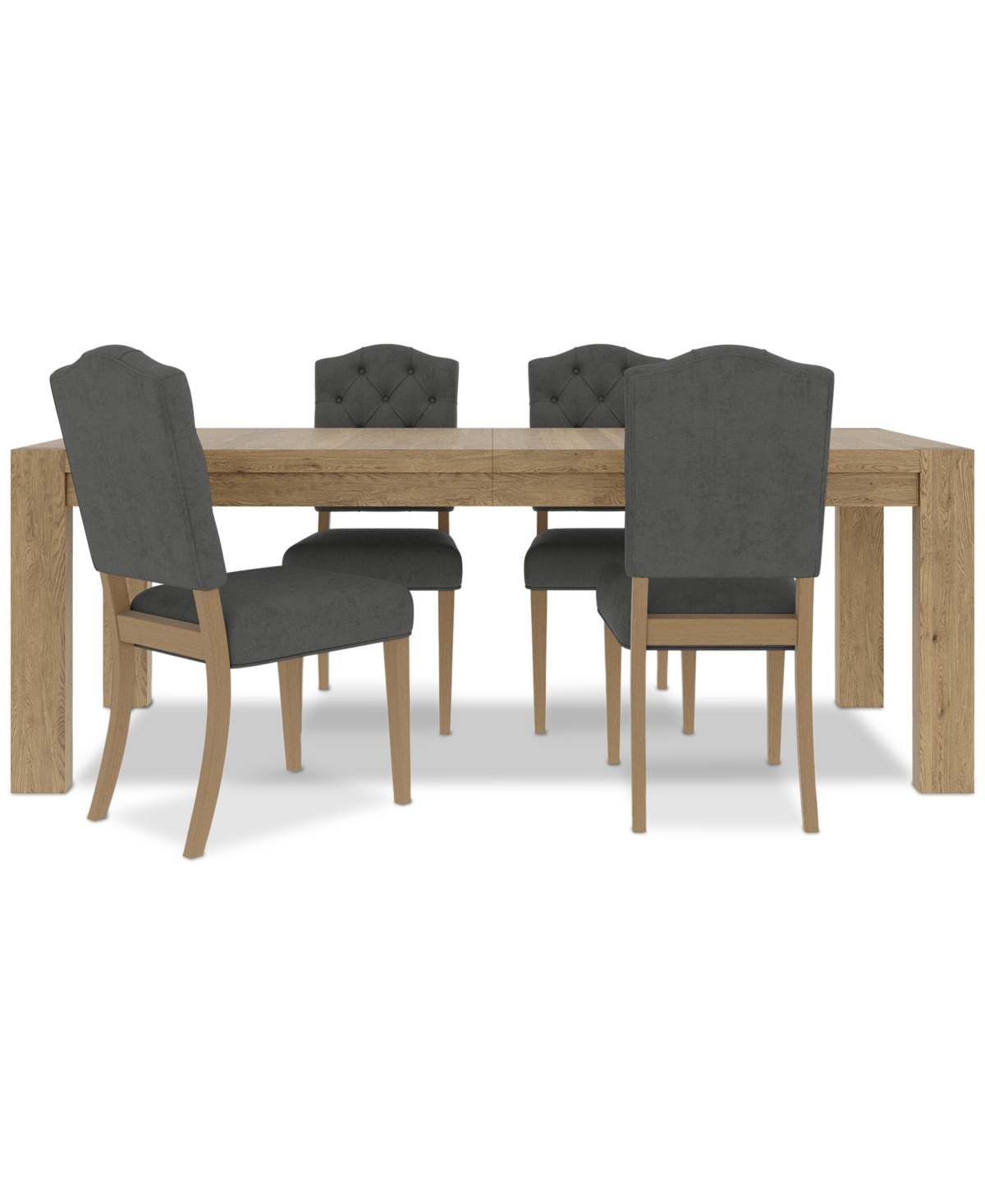 Macy's 5pc Dining Set (davie Rectangular Table & 4 Jesilyn Chairs) In Slate