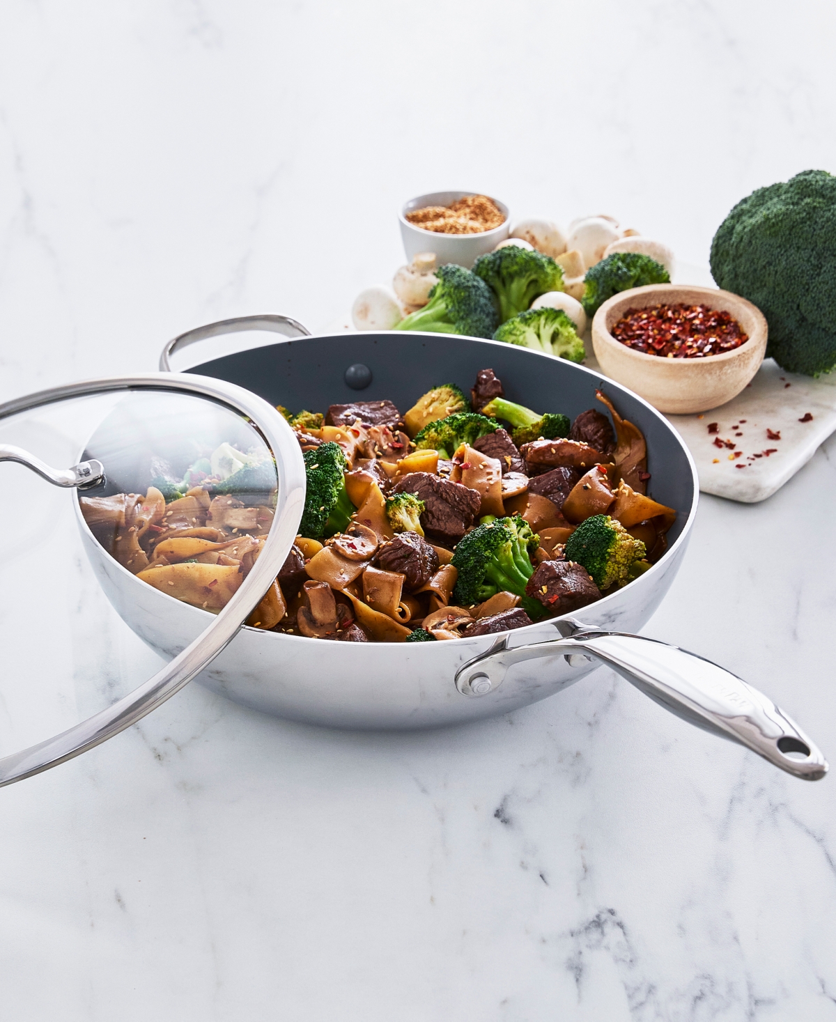 GreenPan Valencia Pro Stainless Steel 12" Wok with Lid