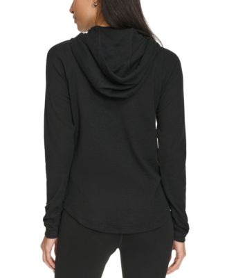Ruched-Sleeve Zip Hoodie