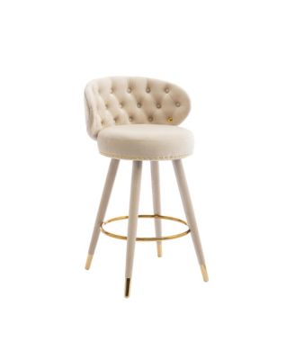 360° Swivel Tall Counter Height Stools Set of 2 with Solid Wood Legs for Kitchen Island -The Pop Home