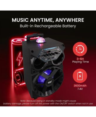 8” Bluetooth Portable PA Speaker with Wireless Microphones, Party Lights & Tablet Stand
