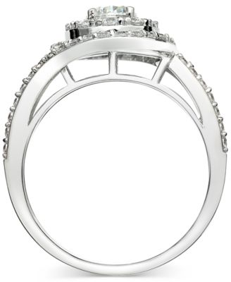 Diamond Swirl Halo Engagement Ring (1-3/8 ct. t.w.) in 14k White Gold
