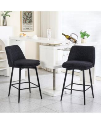  Set of 2  Upholstered, Metal Legs   25.6", 360° Swivel  Counter Height Stools