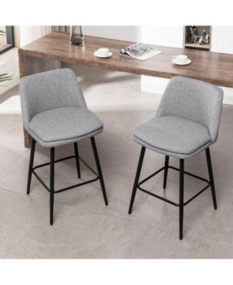 Set of 2  Upholstered, Metal Legs   25.6", 360° Swivel  Counter Height Stools